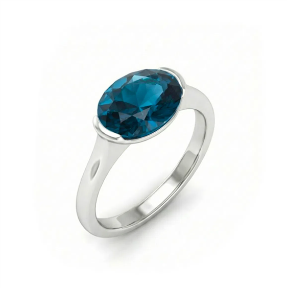 Anello Gazzola Gioielli Donna Amuleto in Oro bianco Topazio blu 2.15 Ct AN-1229-72-1-9-13-TL-OV-N - AN-1229-72-1-9-13-TL-OV-N